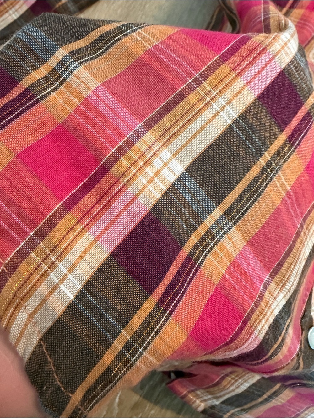 Atmosphere Pink Plaid Button-Down Shirt size small cotton - Picture 13 of 14